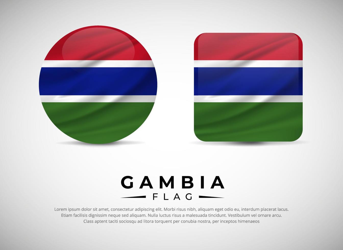 verzameling van Gambia vlag embleem icoon. Gambia republiek vlag symbool icoon vector