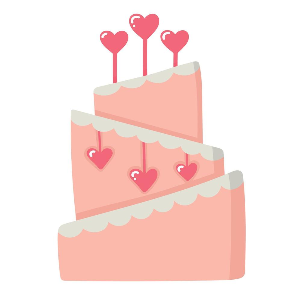 tekening clip art zoet taart met harten vector