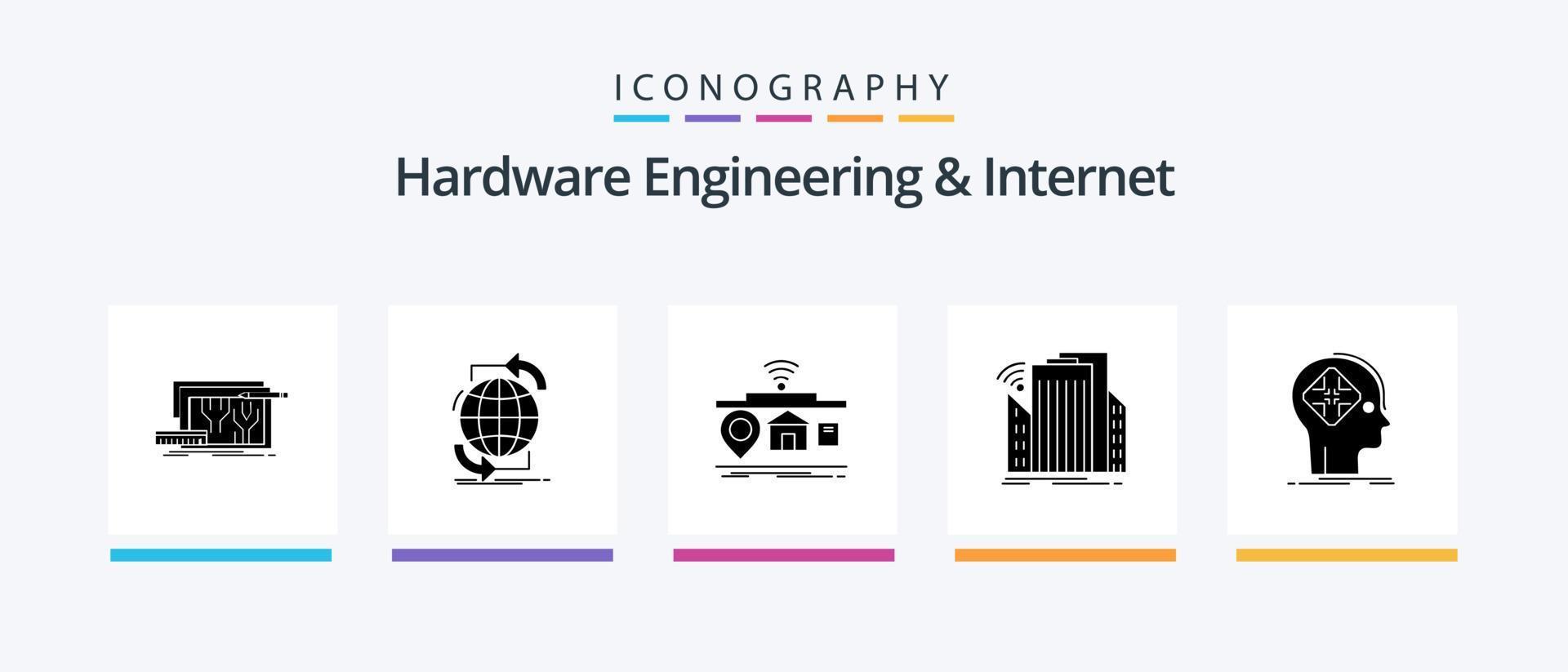 hardware bouwkunde en internet glyph 5 icoon pak inclusief sensor. gebouwen. netwerk. dingen. internetten. creatief pictogrammen ontwerp vector