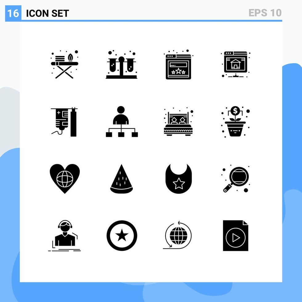 reeks van 16 modern ui pictogrammen symbolen tekens voor gebruiker medisch website ziekenhuis server bewerkbare vector ontwerp elementen