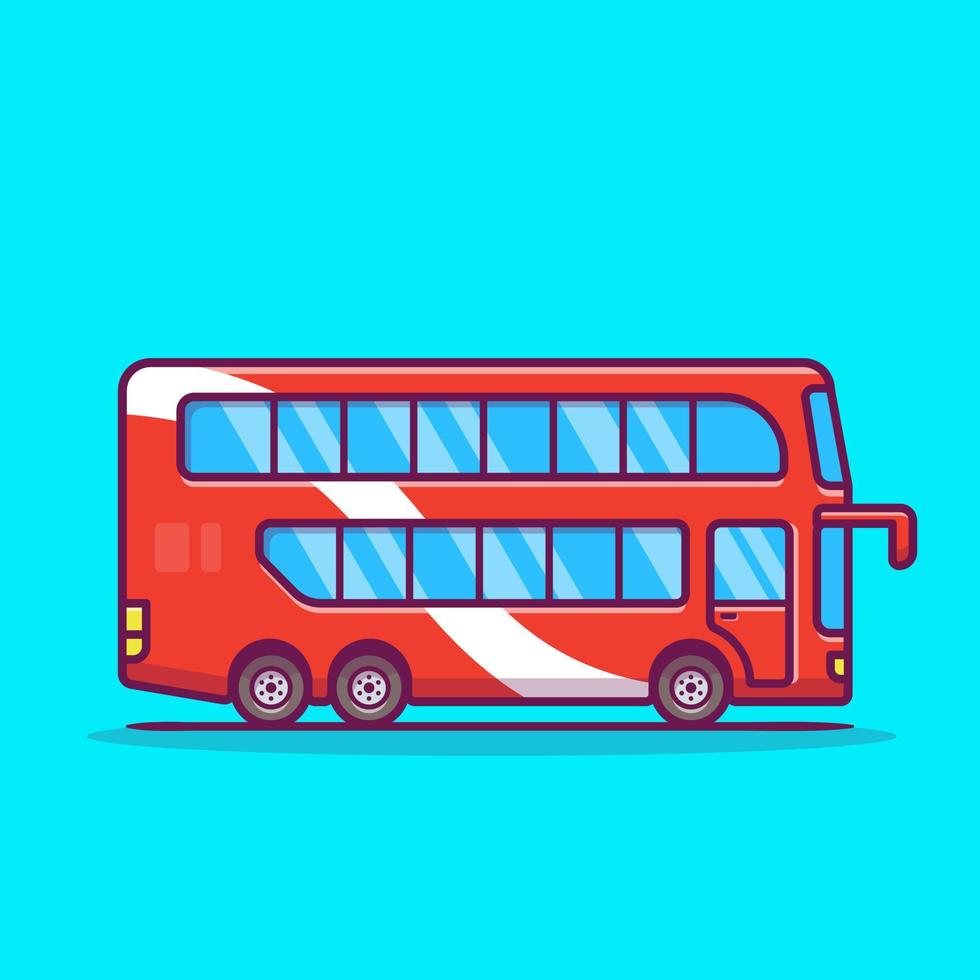 dubbele decker bus tekenfilm vector icoon illustratie. bus vervoer icoon concept geïsoleerd premie vector. vlak tekenfilm stijl