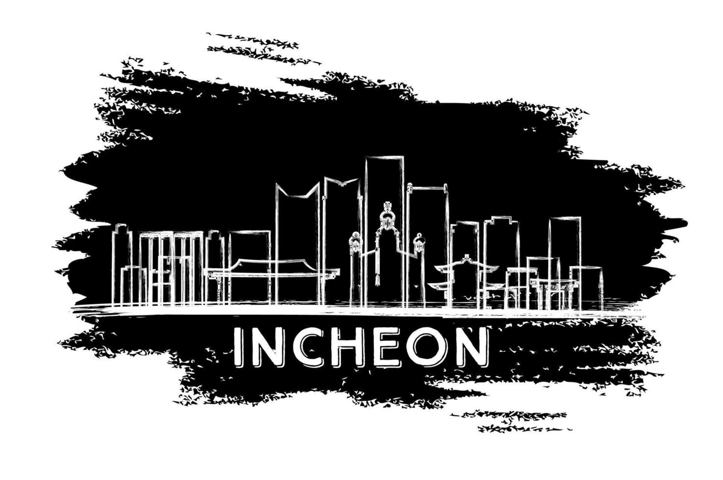 incheon zuiden Korea horizon silhouet. hand- getrokken schetsen. vector