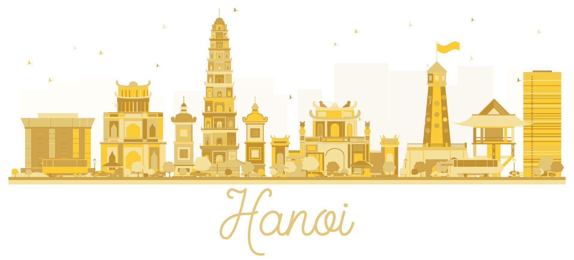 Hanoi stad skyline gouden silhouet. vector