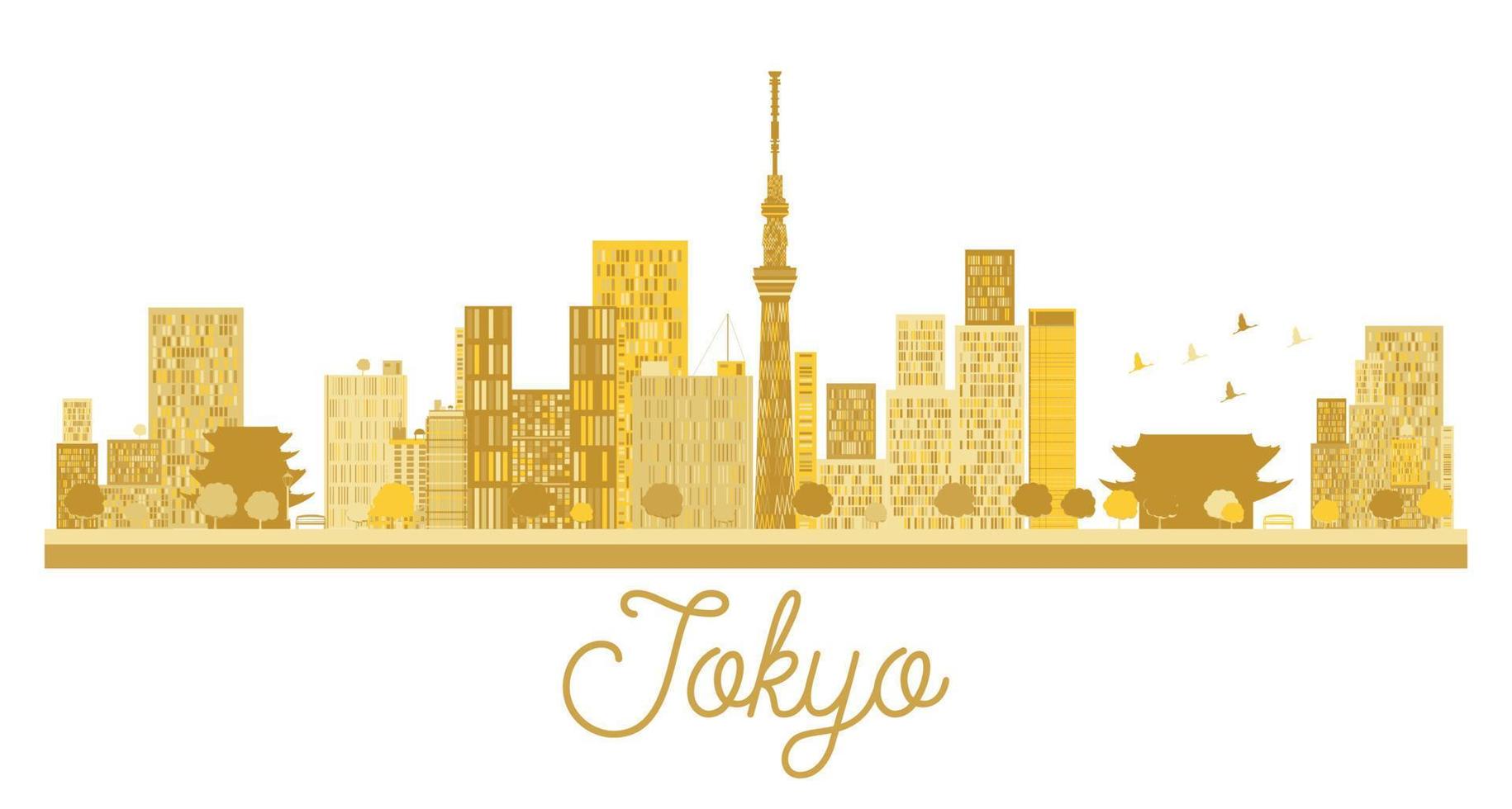 tokyo stad horizon gouden silhouet. vector