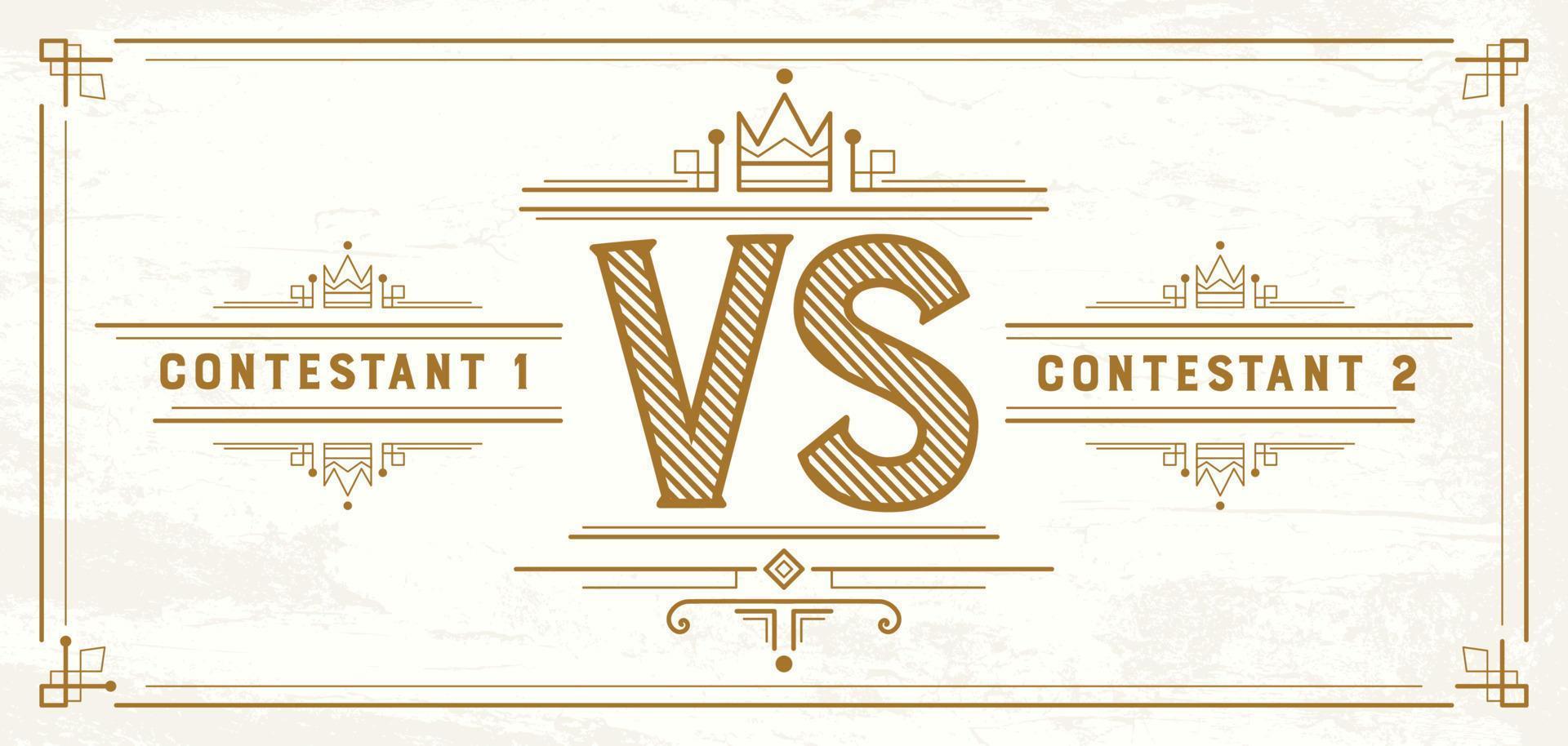 retro versus brieven. vs logo. wedstrijd symbool. vector