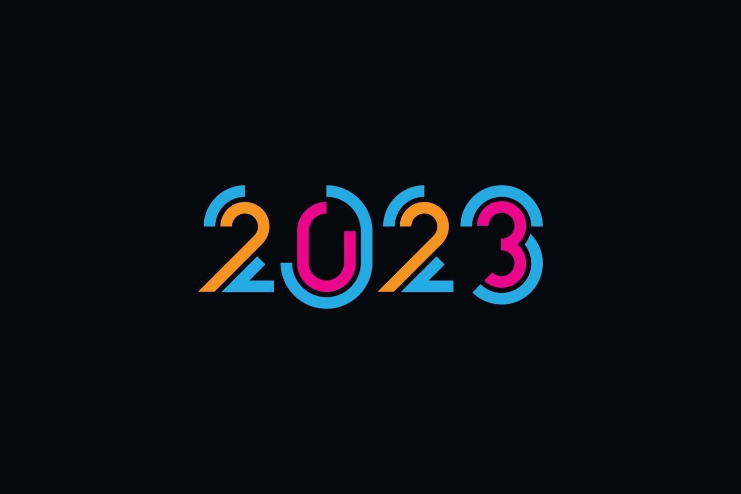 gelukkig nieuw jaar 2023 kleurrijk logo ontwerp vector