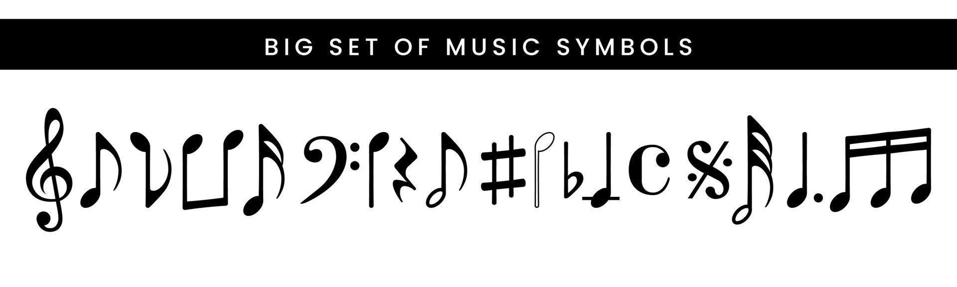 elementen van musical symbolen, pictogrammen en annotaties. vector