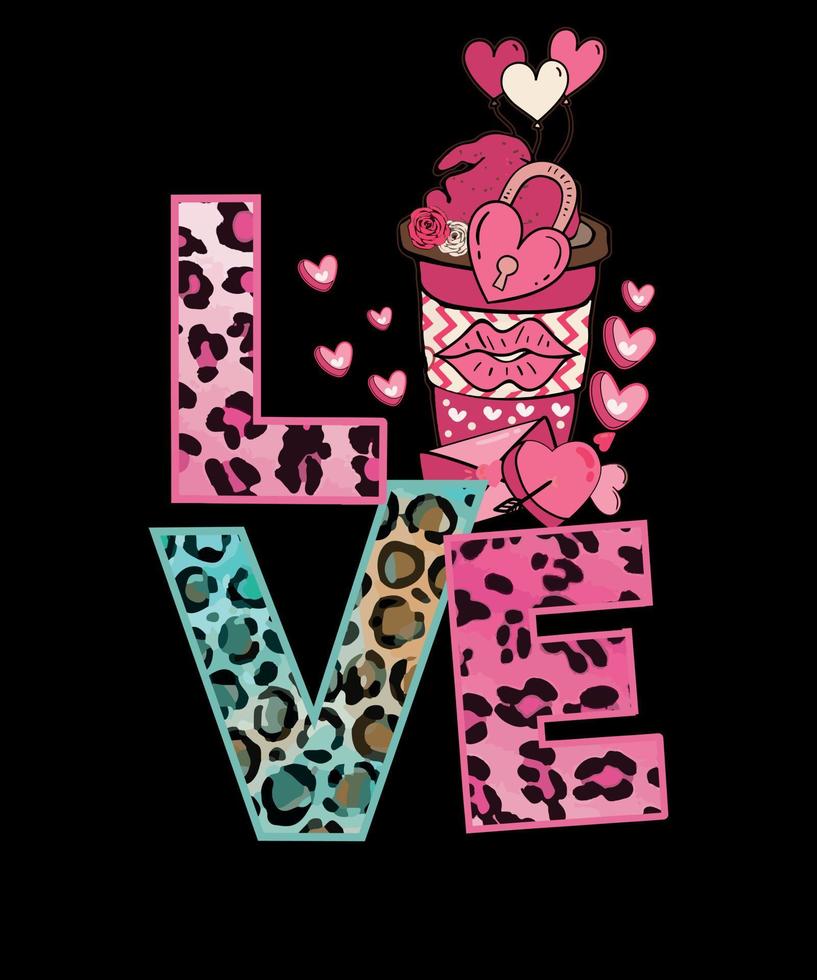 Valentijn liefde koffie schattig liefde valentijnsdag dag sublimatie t overhemd ontwerp vector