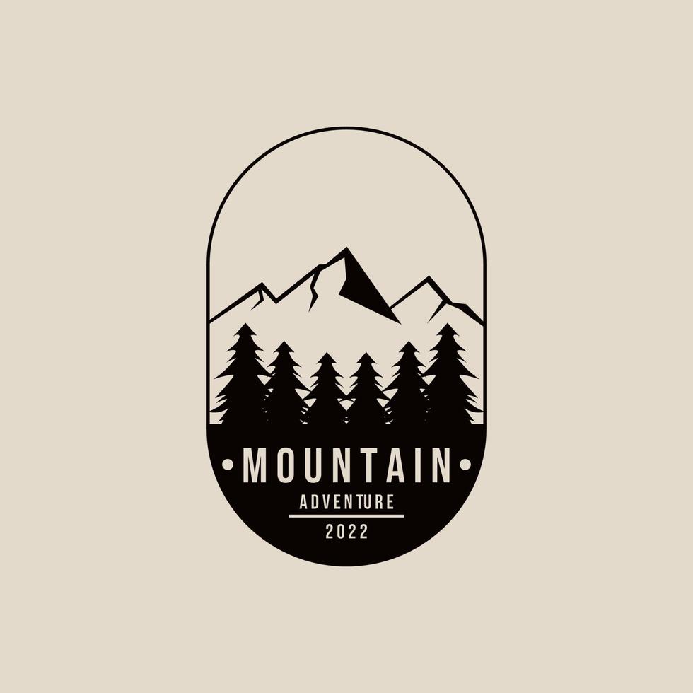 berg avontuur wijnoogst logo, icoon en symbool, met embleem vector illustratie ontwerp