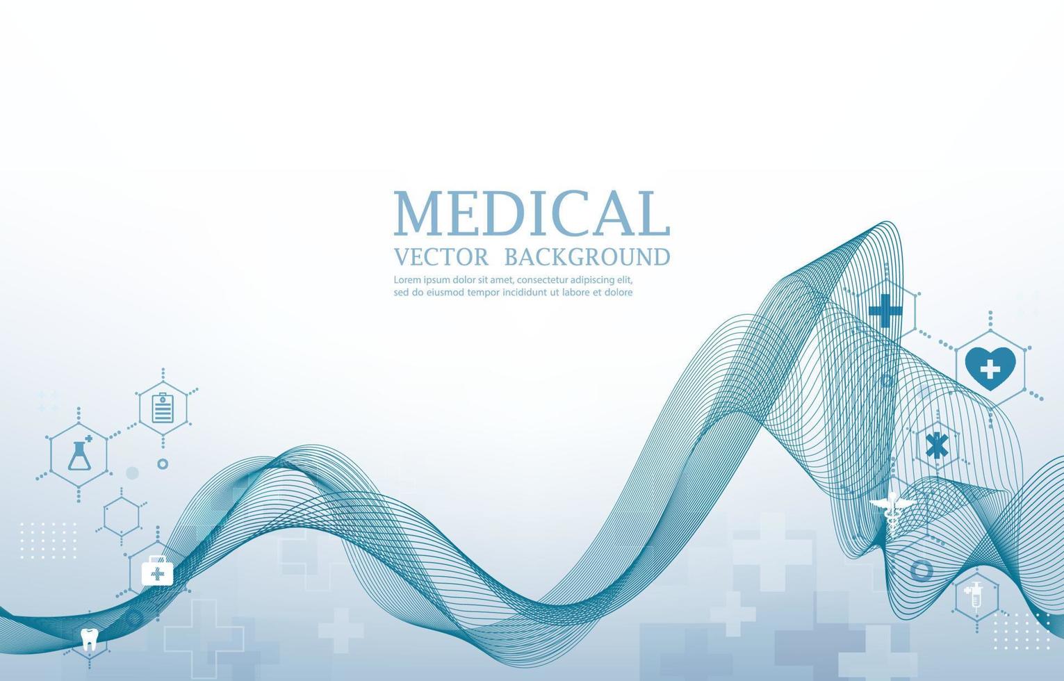 abstract glad lijn effect.vector medisch achtergrond.modern medisch wallpaper.medical pictogrammen. vector
