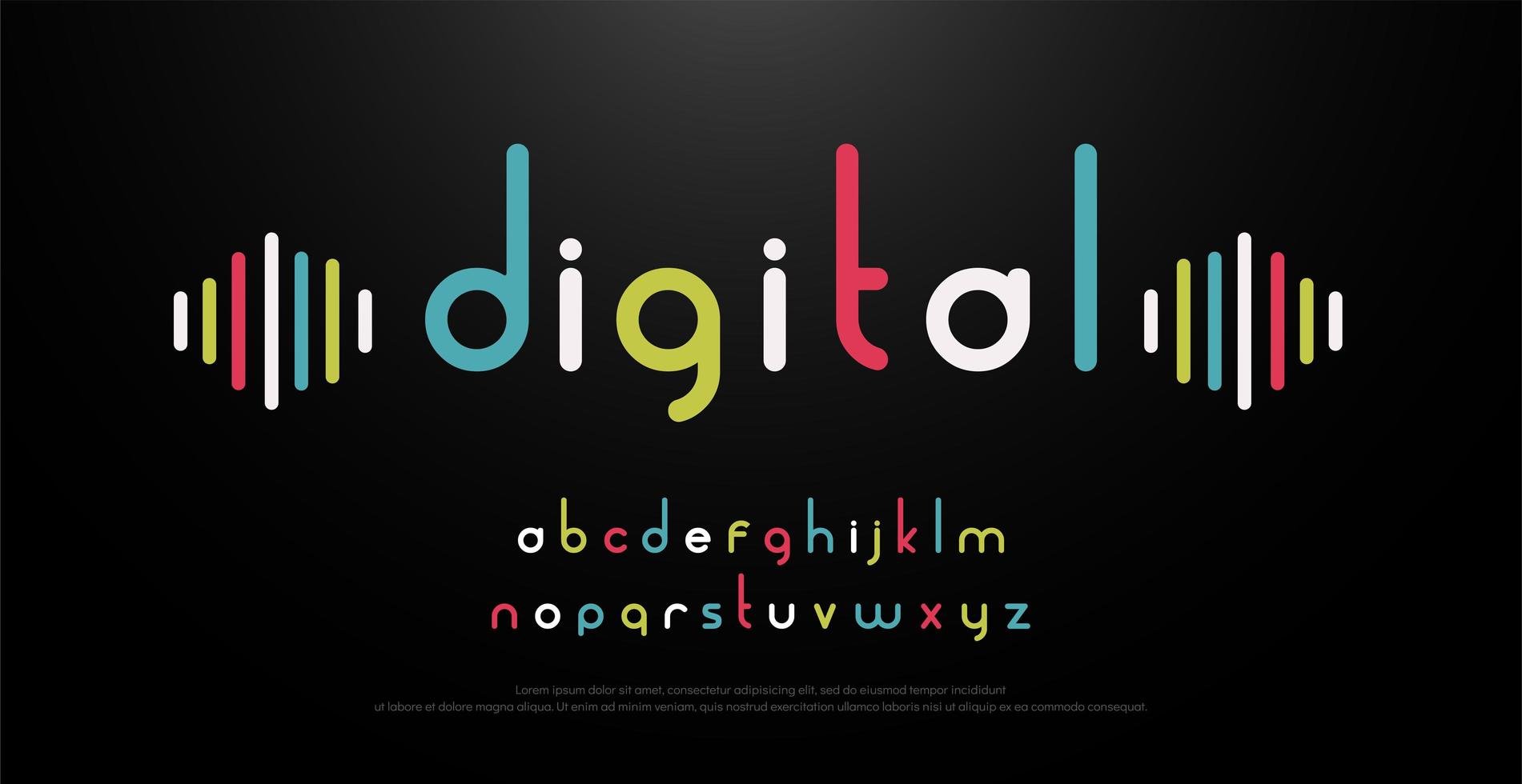 digitaal muziek kleurrijk alfabet vector