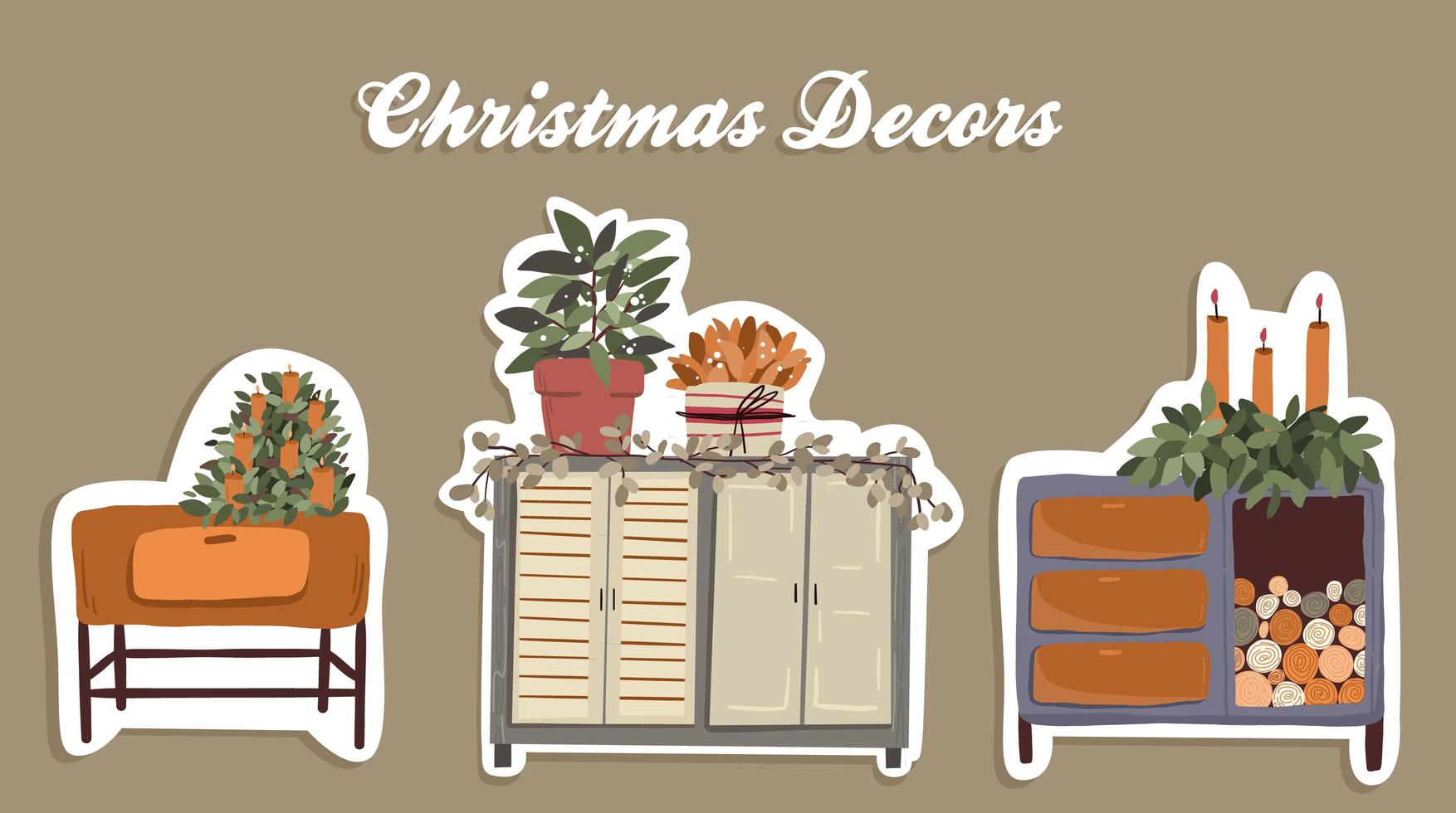 kerstplanten decor elementen instellen vector