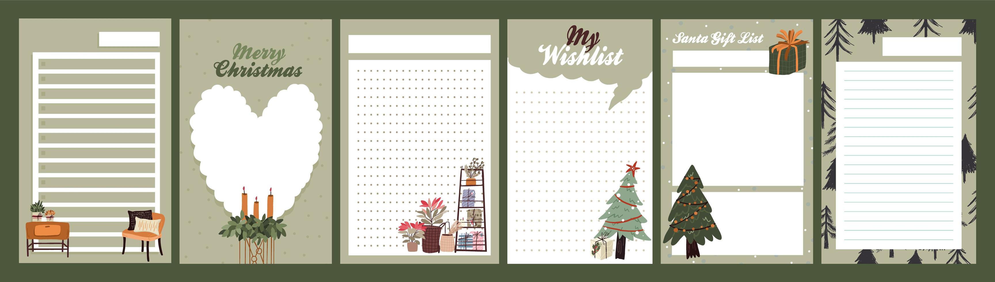 kerstvakantie dagboek, blocnote set vector