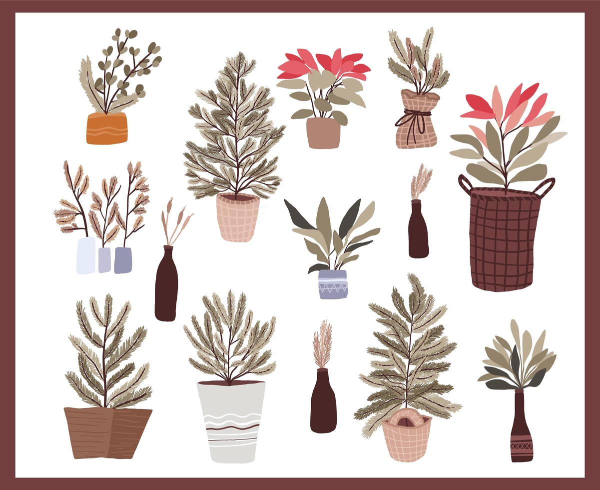 kerstplanten decor elementen instellen vector