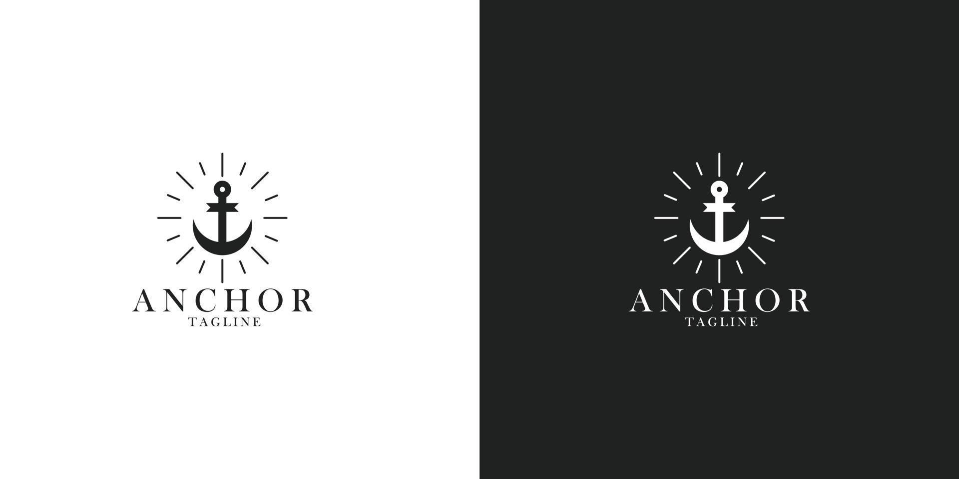 anker logo merk minimalistische ontwerp idee vector