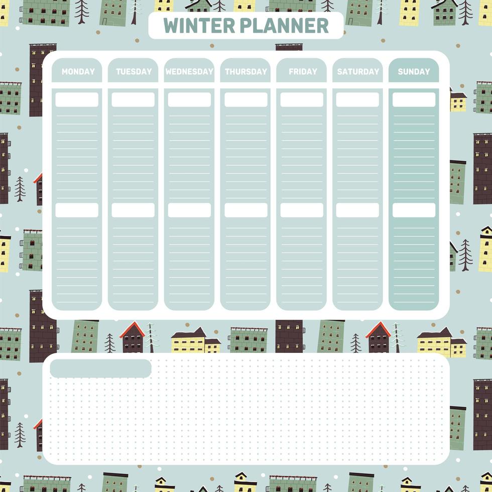 winter wekelijkse dagelijkse planner in Scandinavische stijl vector