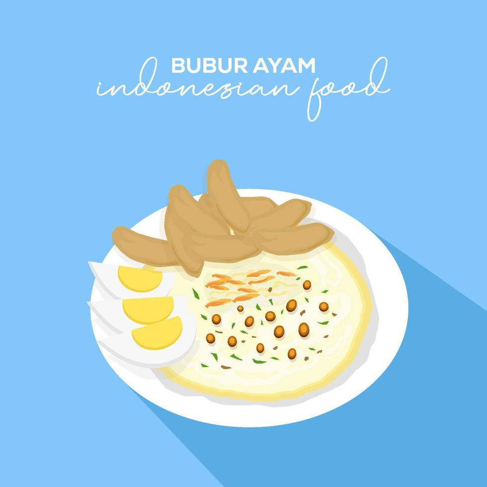 vlak ontwerp Indonesisch voedsel bubur ayam vector illustratie