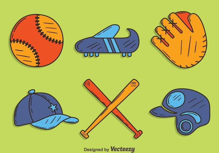 Handgetekende Softball Element Vector