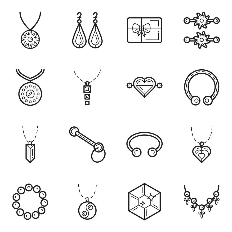 pak van sieraden accessoires lineair pictogrammen vector