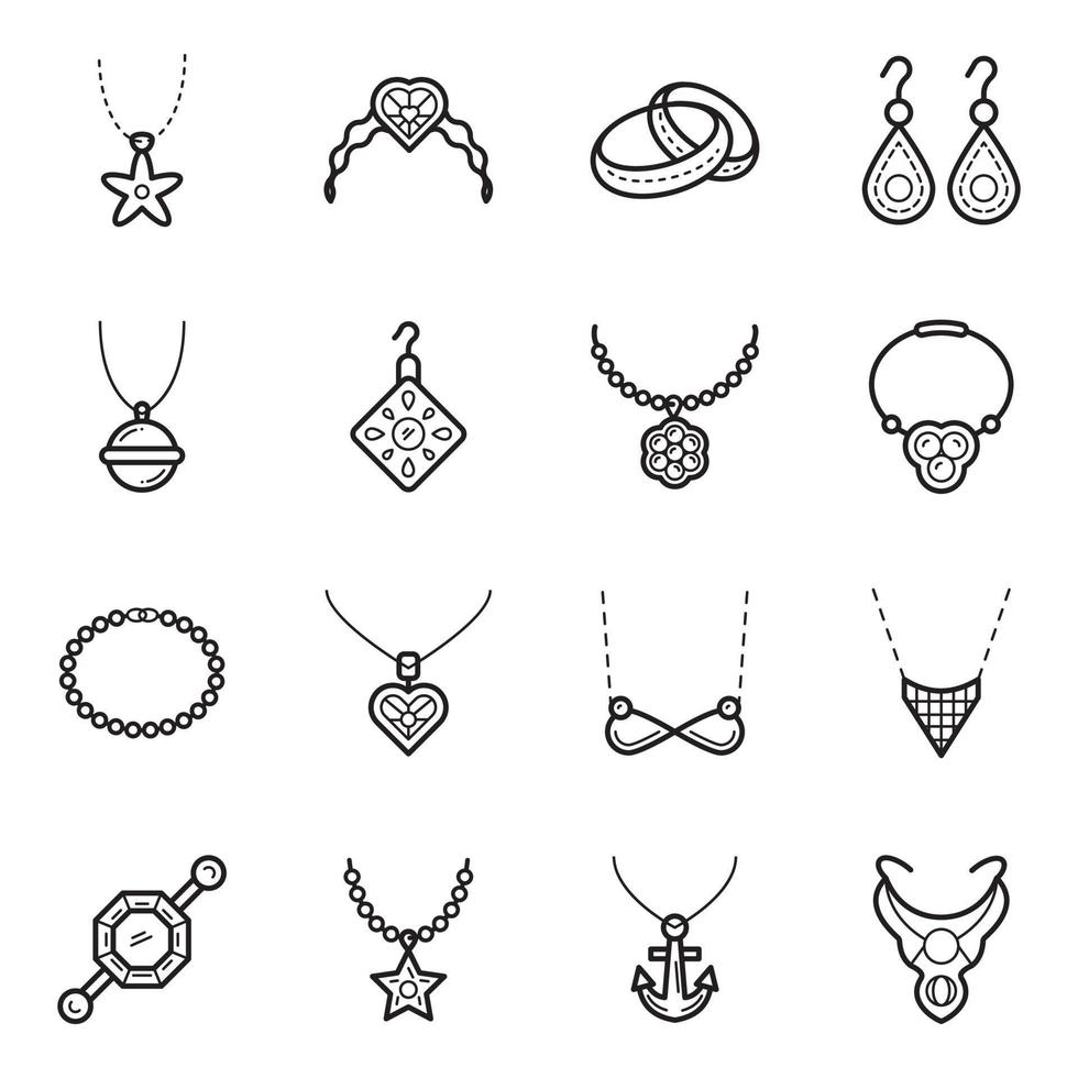 pak van sier- sieraden lineair pictogrammen vector