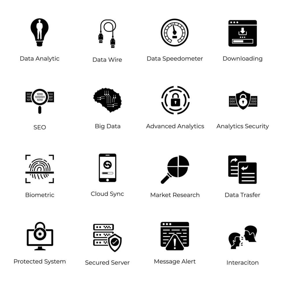 bedrijf beheer en analytics glyph pictogrammen pak vector