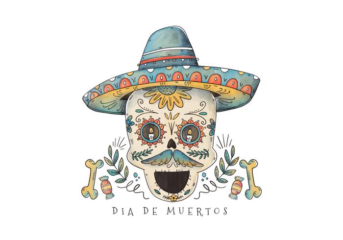 Leuke Ornamentale Suiker Schedel voor Dia De Los Muertos Vector