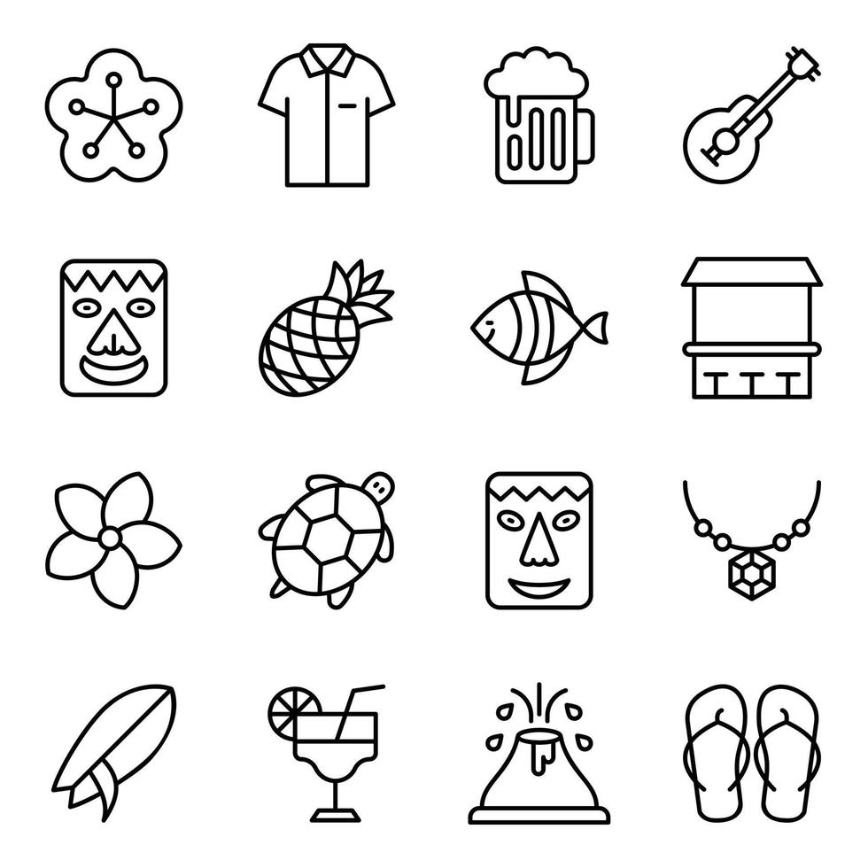 reeks van Hawaii symbool pictogrammen vector