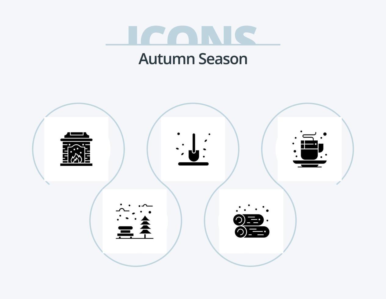 herfst glyph icoon pak 5 icoon ontwerp. herfst. lepel. brandhout. tuinieren. herfst vector