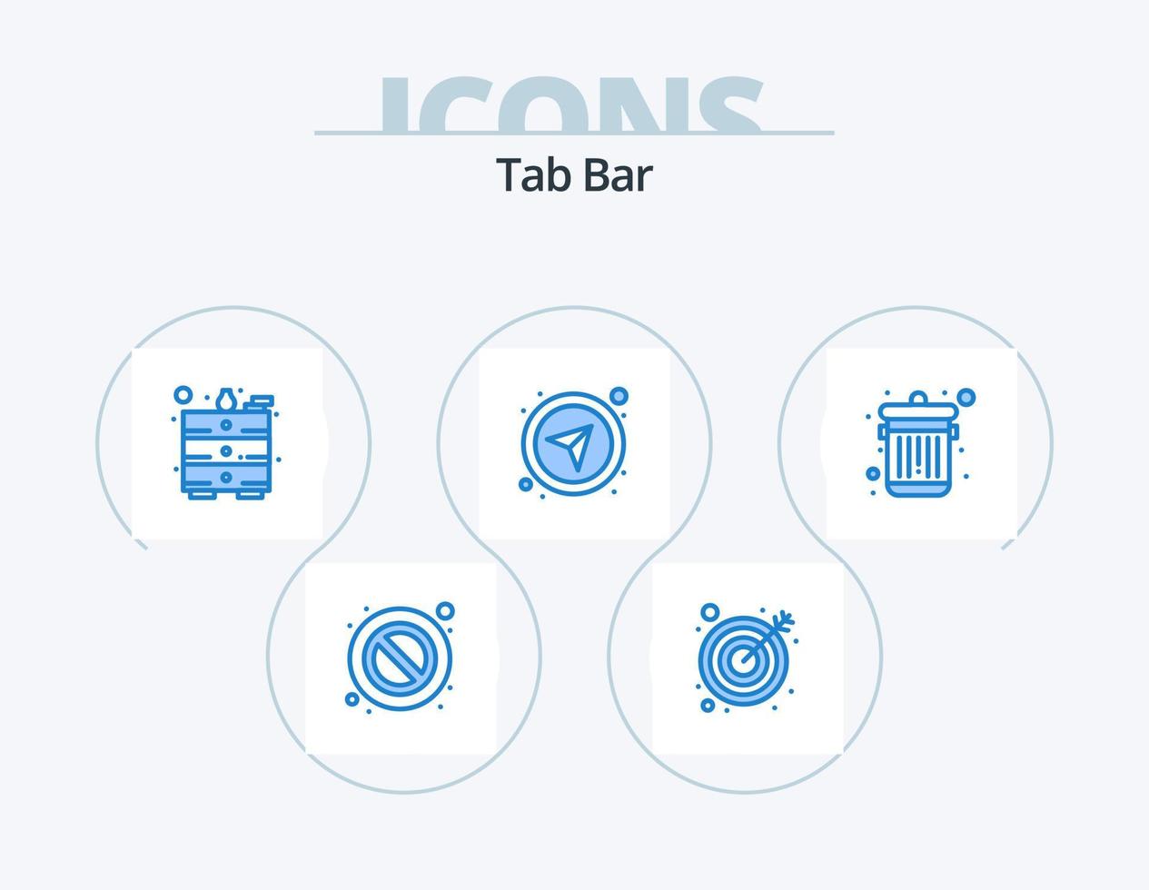 tab bar blauw icoon pak 5 icoon ontwerp. . afval. tafel. vuilnisbak. navigatie vector