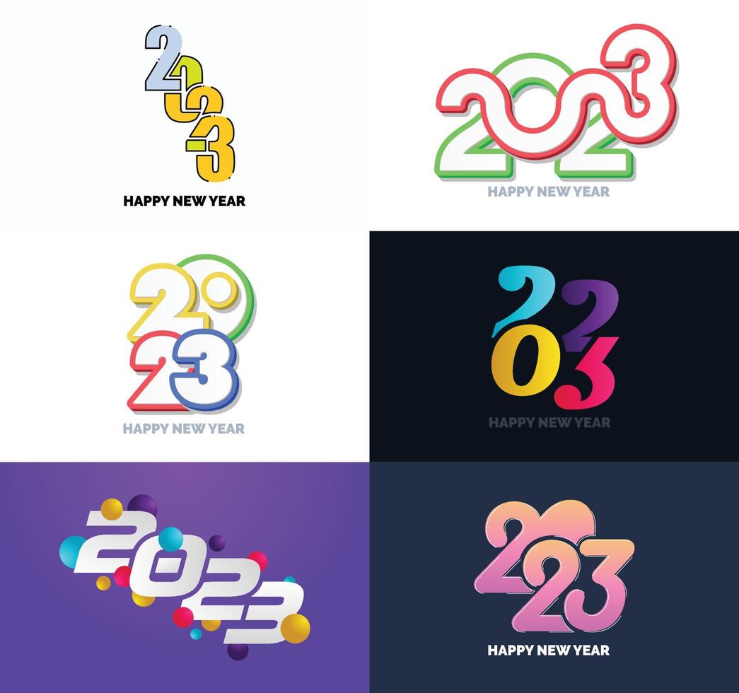 groot reeks van 2023 gelukkig nieuw jaar logo tekst ontwerp 2023 aantal ontwerp sjabloon vector