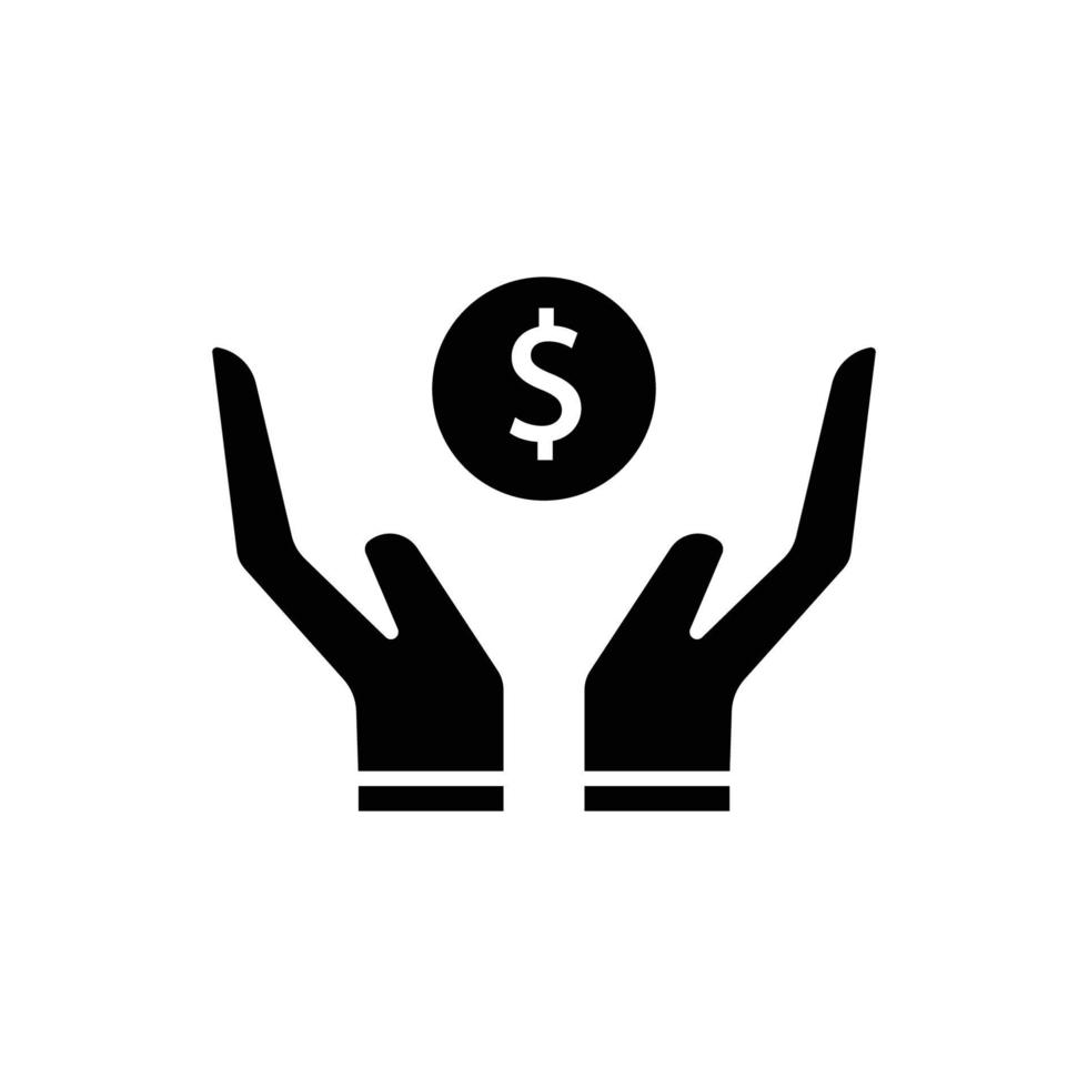 hand- icoon illustratie met dollar. investering symbool. glyph icoon stijl. geschikt voor appjes, websites, mobiel apps. icoon verwant naar financiën. gemakkelijk vector ontwerp bewerkbare