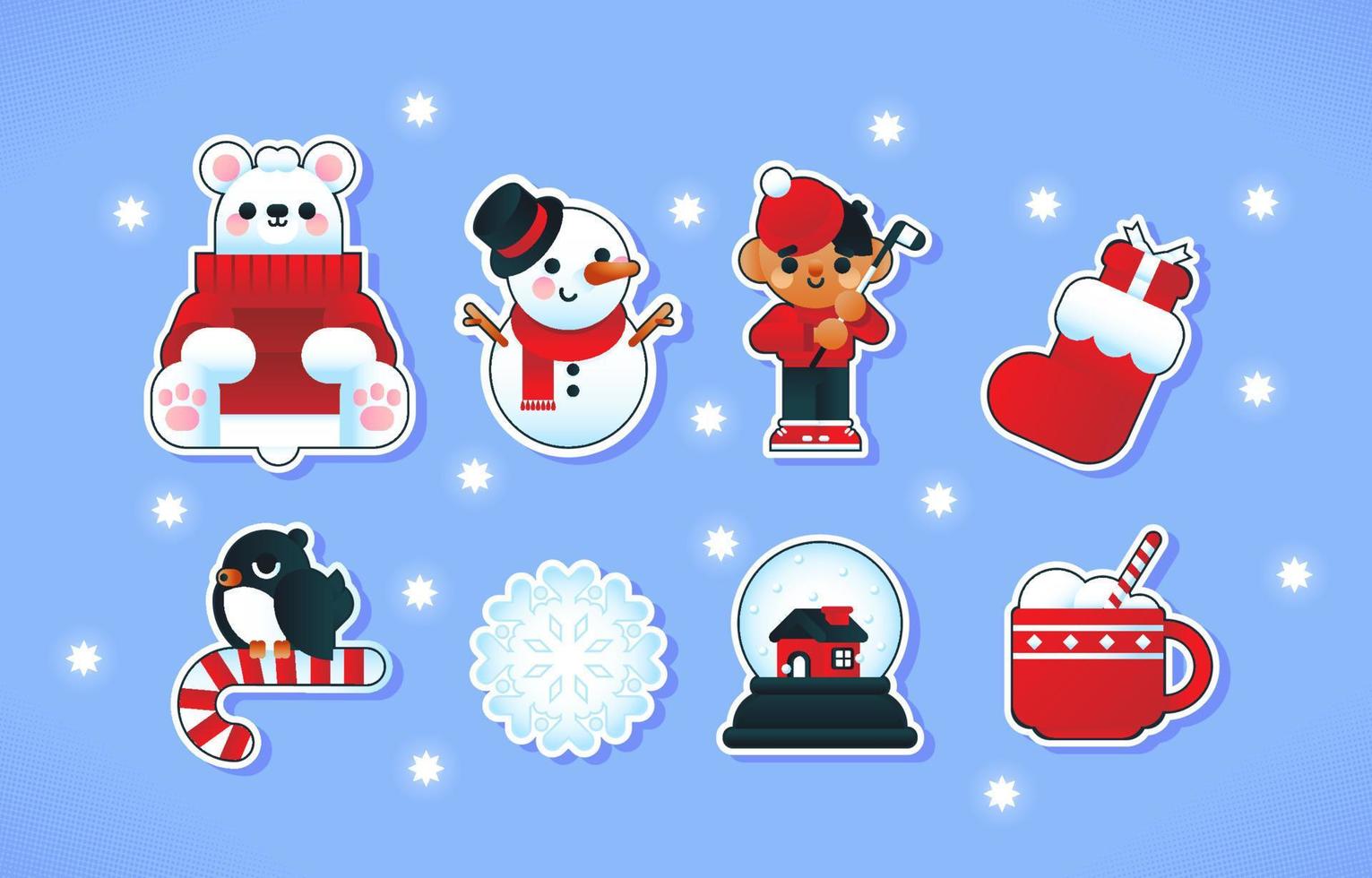 schattig tekenfilm winter sticker reeks vector