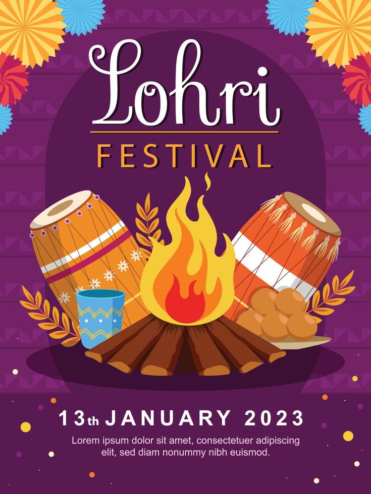 gelukkig lohri poster vector