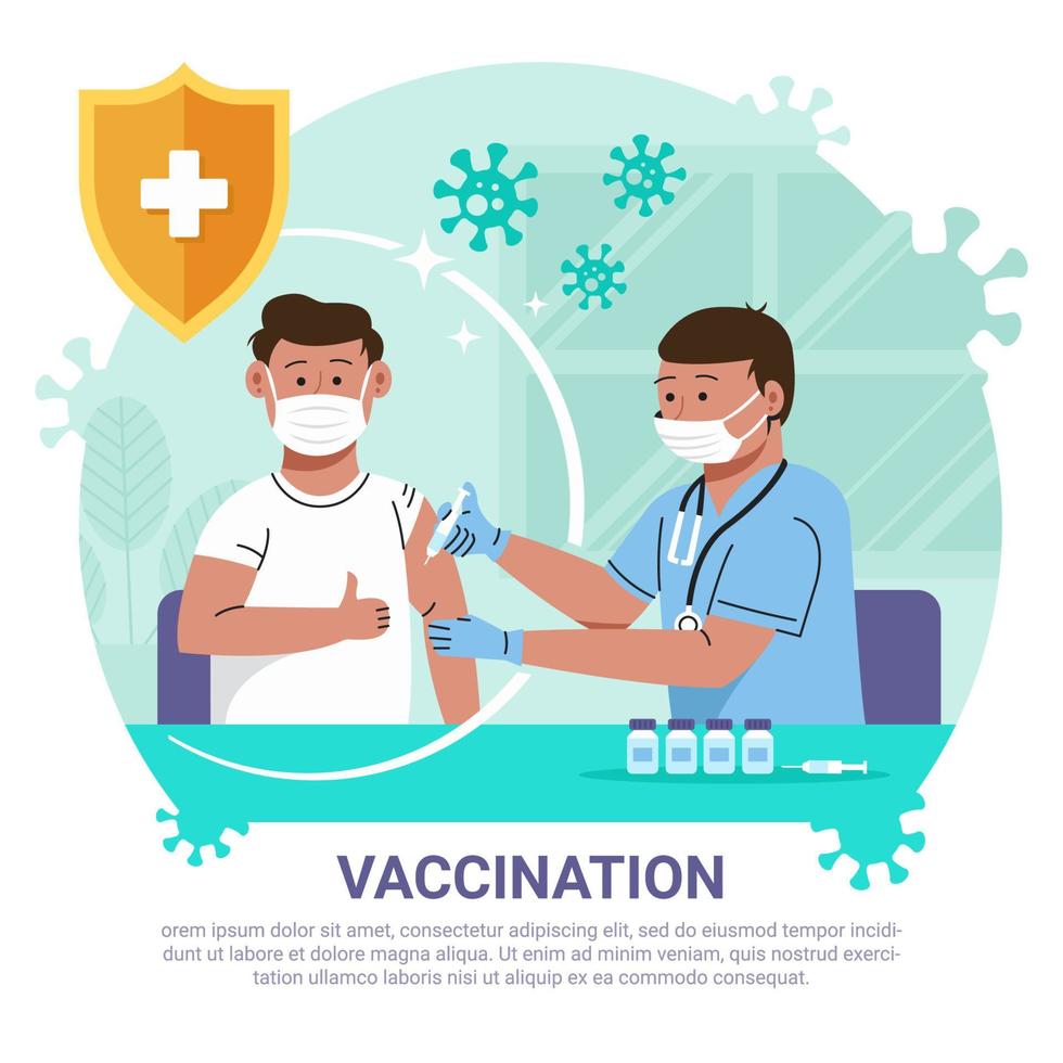 dokter geven covid vaccin vector