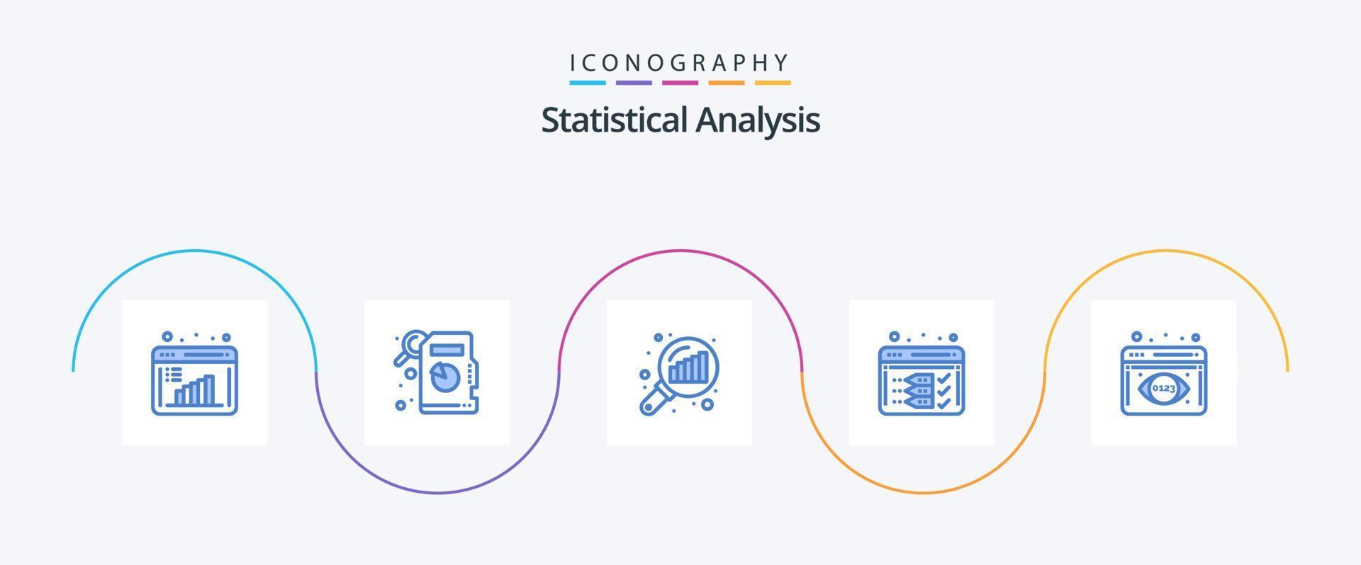statistisch analyse blauw 5 icoon pak inclusief . gegevens analyse. diagram vergrotend. analytics toezicht houden. optimaliseren vector