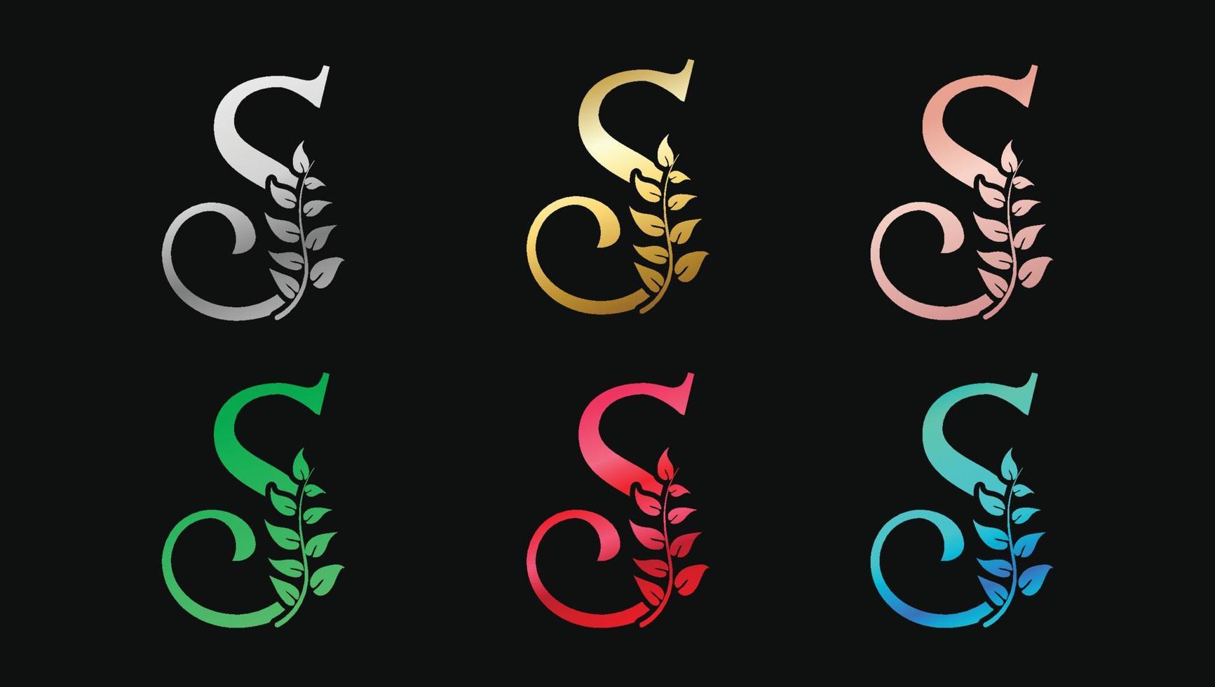 decoratief brief s in metalen kleuren naam eerste modern logo ontwerp sjabloon vector