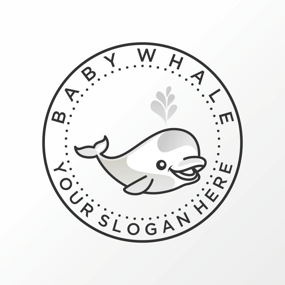 gemakkelijk en uniek baby walvis met water plons in embleem beeld grafisch icoon logo ontwerp abstract concept vector voorraad. kan worden gebruikt net zo een symbool verwant naar dier of karakter.