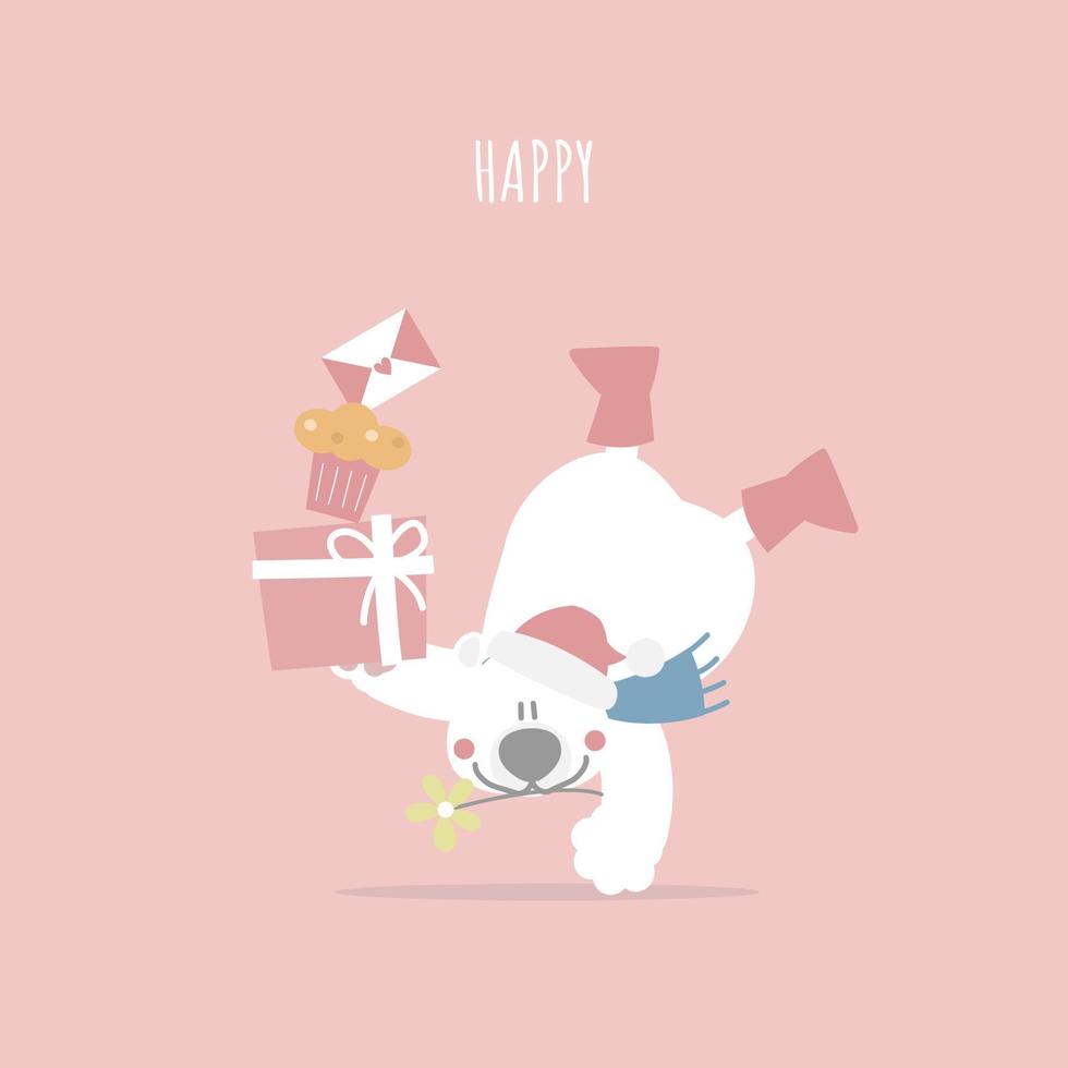 schattig en lief hand- getrokken wit polair beer, gelukkig Valentijnsdag dag, liefde concept, vlak vector illustratie tekenfilm karakter kostuum ontwerp