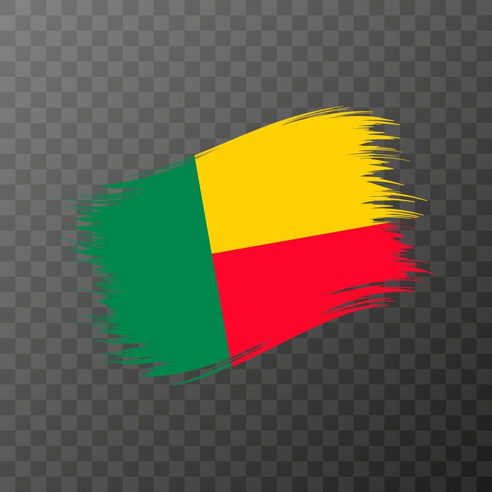 Benin nationaal vlag. grunge borstel hartinfarct. vector illustratie Aan transparant achtergrond.