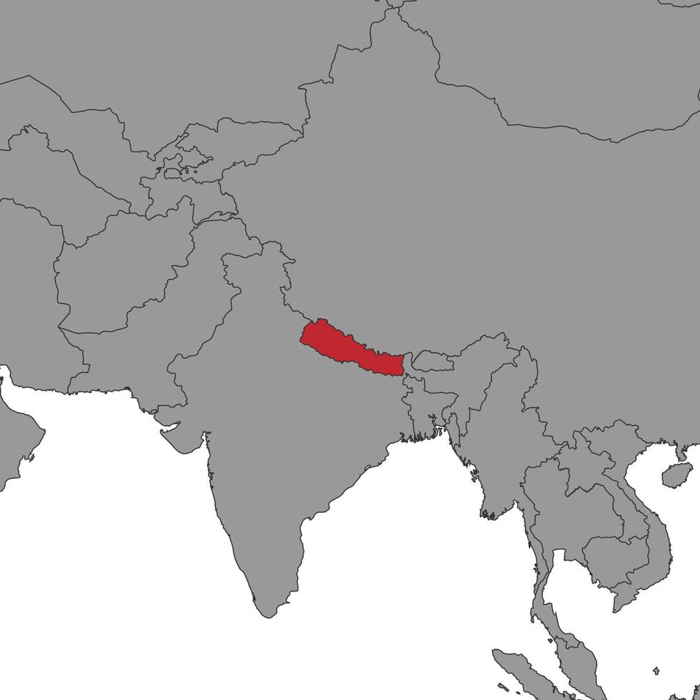 Nepal Aan wereld kaart. vector illustratie.