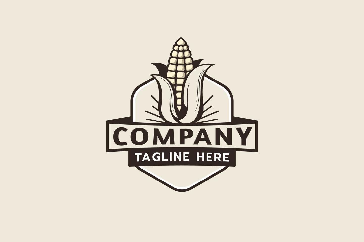 maïs logo met zeshoek embleem vorm in wijnoogst stijl voor ieder bedrijf vooral voor landbouw, oogst, landbouw, enz. vector