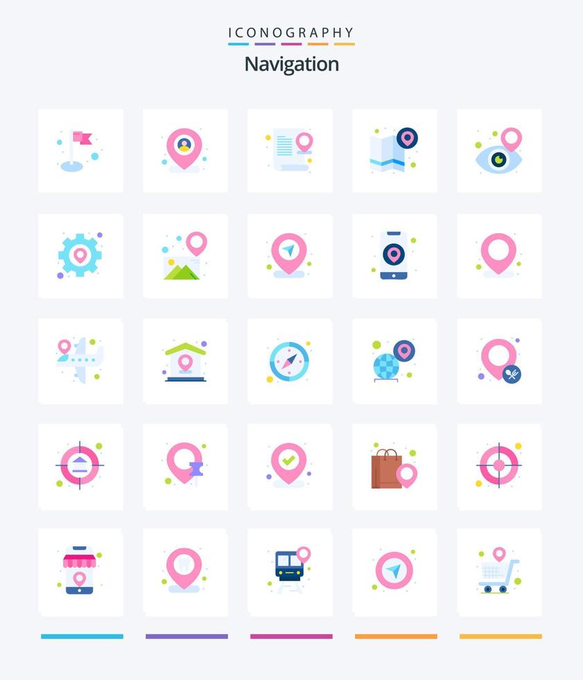 creatief navigatie 25 vlak icoon pak zo net zo plaats. navigatie. kaart. richting. kaart vector