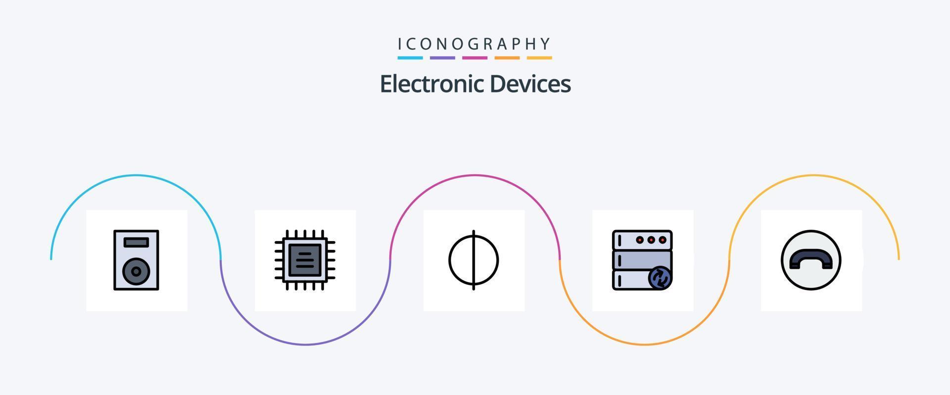 apparaten lijn gevulde vlak 5 icoon pak inclusief . handset. antialiasing. afwijzen. server vector