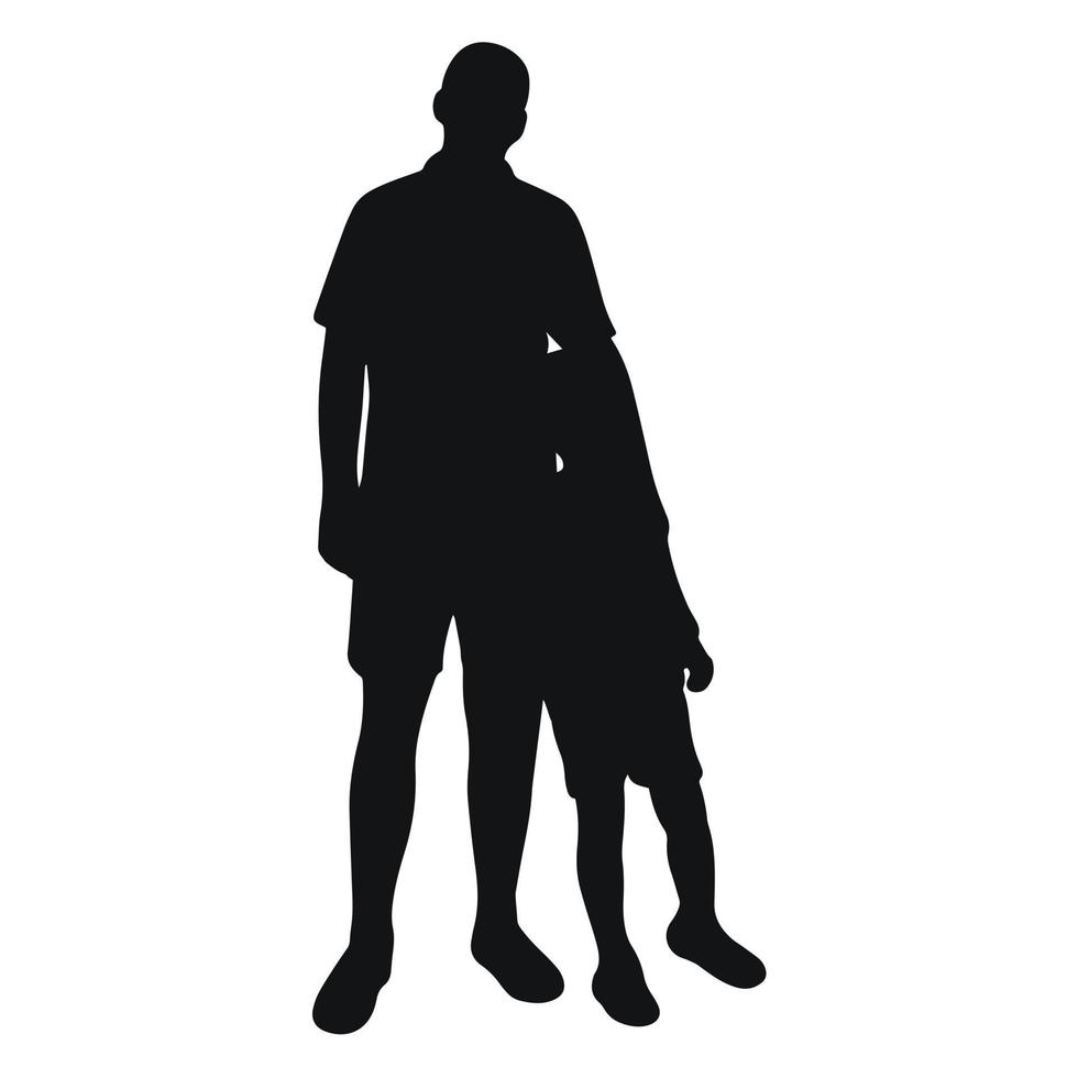 vader en zoon silhouet vector