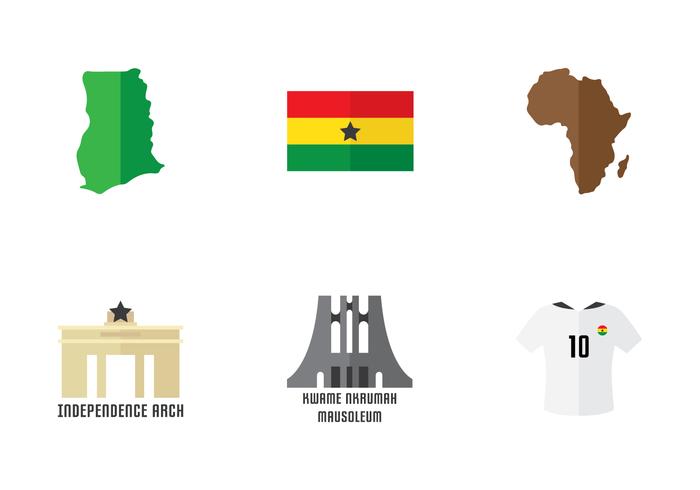 ghana icon set vector