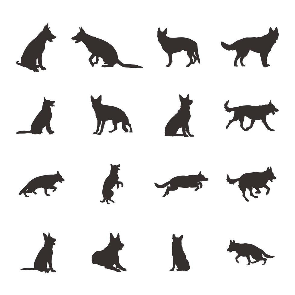 Duitse herder hond silhouetten vector