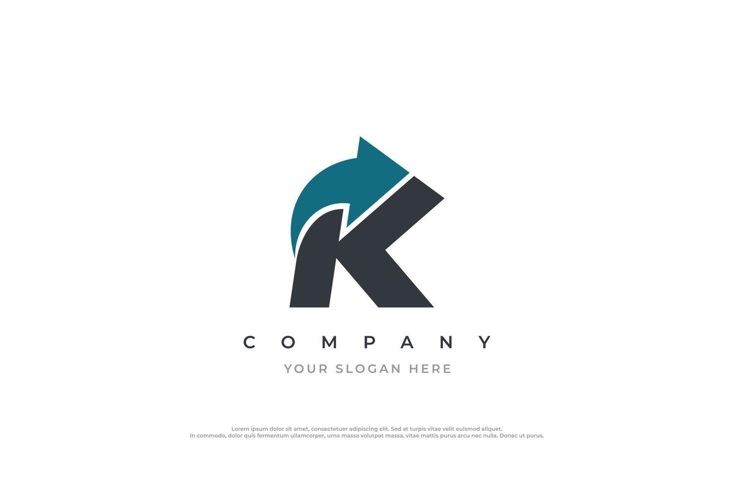 brief k pijl logo ontwerp vector