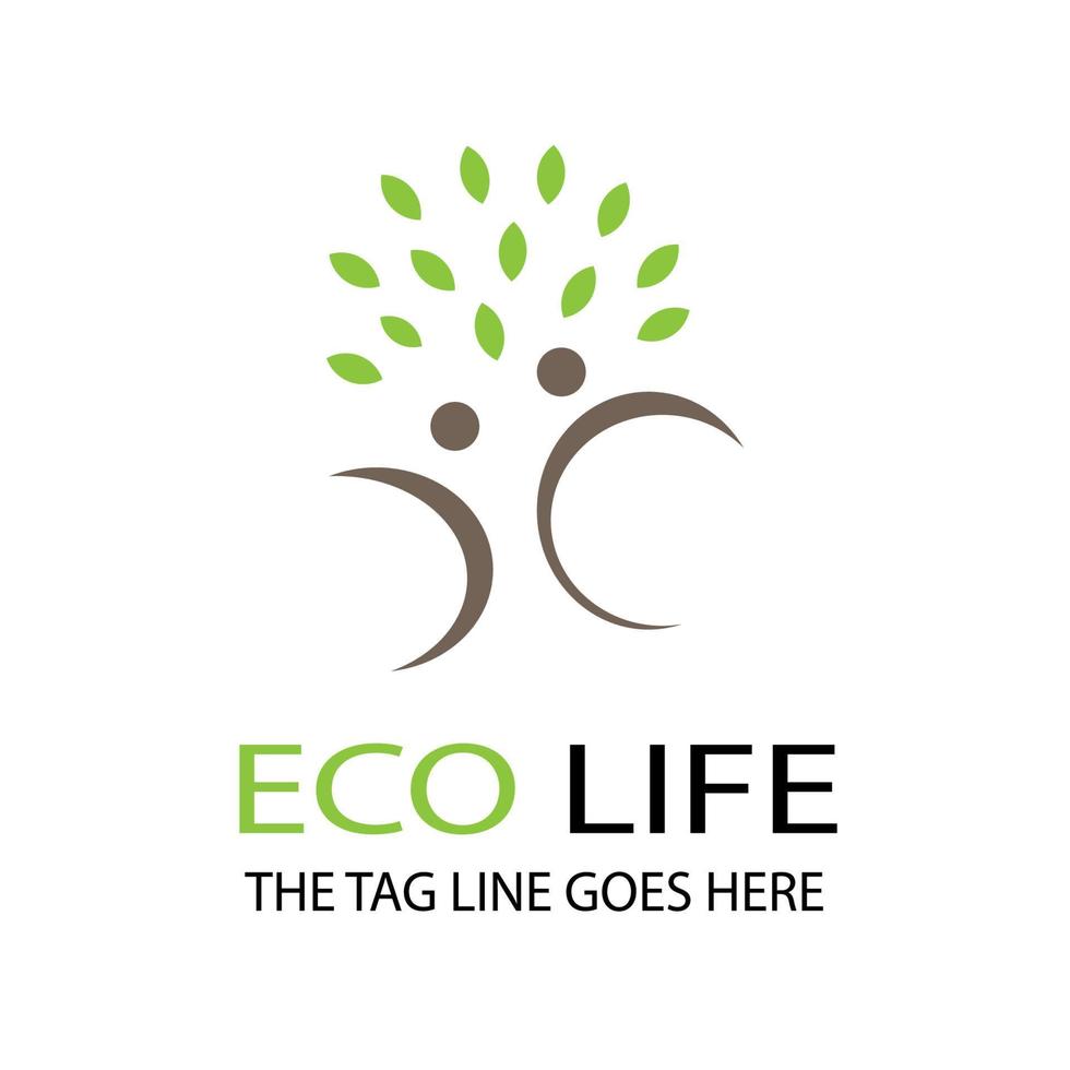 eco leven logo, eco logo, eco persoon logo vector