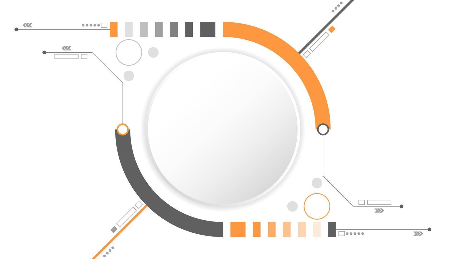 wit grijs cirkel technologie achtergrond abstract. technologie met lijn digitaal kleur grijs, oranje, punt, hi-tech, vector. cirkel technologisch voor web banier, achtergrond, behang, structuur, voorwerp. vector