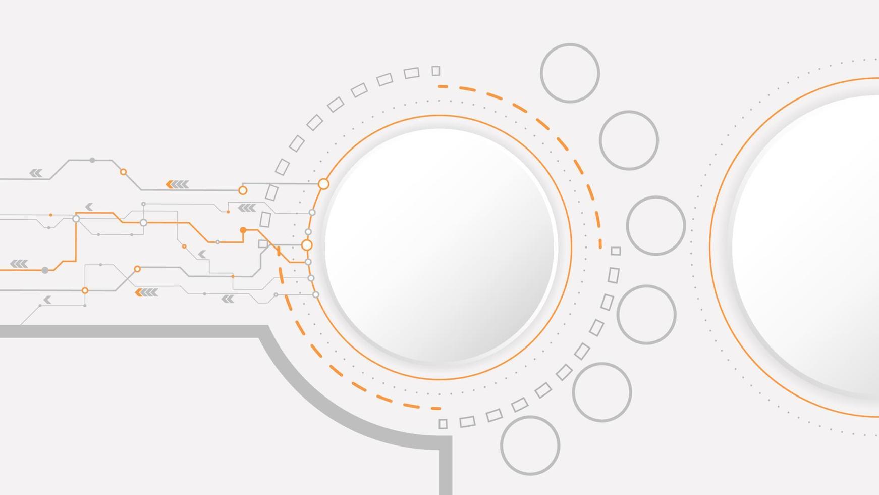 wit grijs cirkel technologie achtergrond abstract. technologie met lijn digitaal kleur grijs, oranje, punt, hi-tech, vector. cirkel technologisch voor web banier, achtergrond, behang, structuur, voorwerp. vector